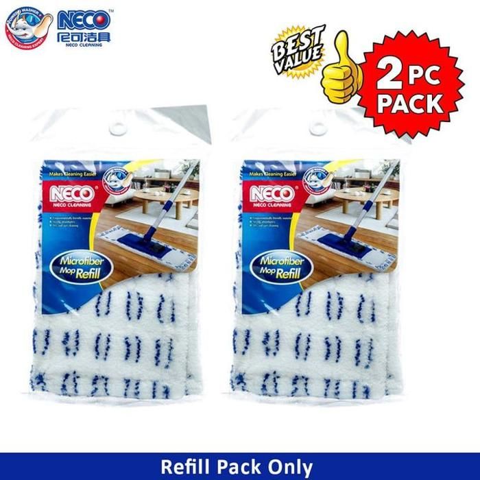 Neco 2 recharge de Balai serpillere microfibre blanc - 40cm