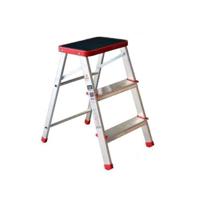 Escabeau - Aluminium - 3 Marches - Hauteur max 2,5 m - Charge max 150 kg - Pliable