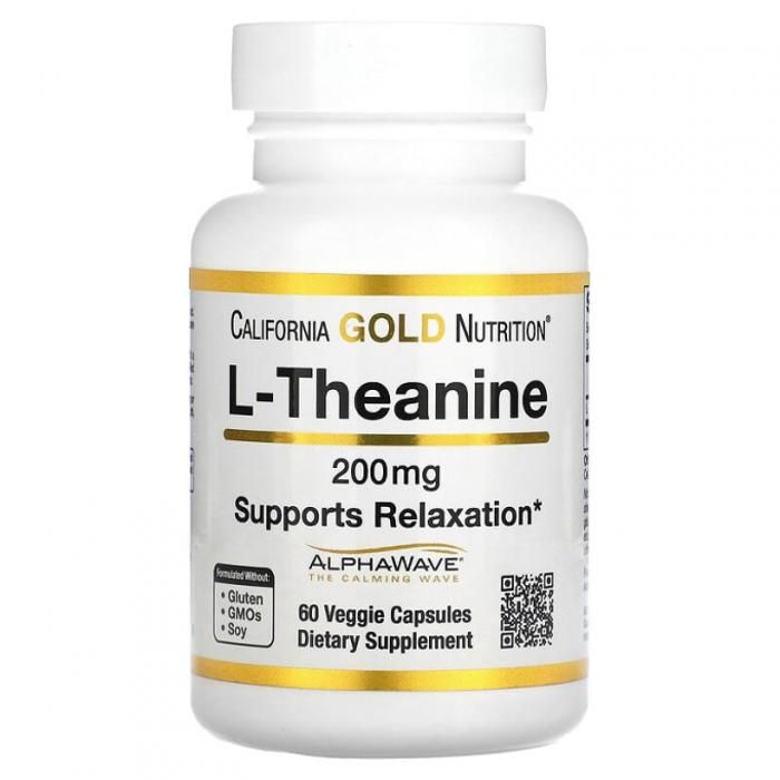 California Gold Nutrition, L-théanine, AlphaWave,Concentration et calme, 200 mg, 60 capsules végétariennes