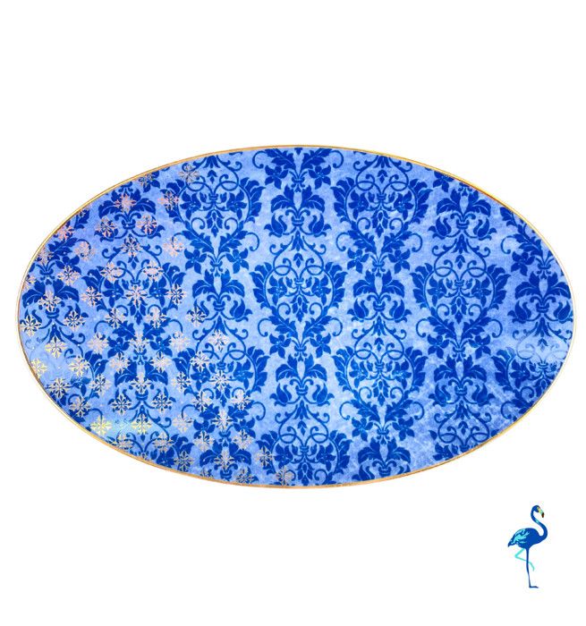 ASSIETTE EVOKE OVALE BLEUE 32CM