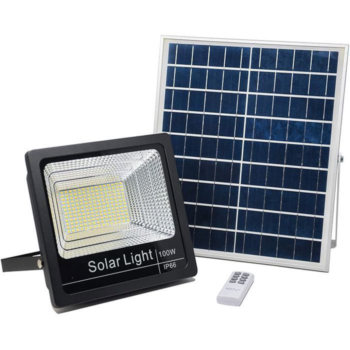 Solar Projecteur Energie Solaire 100W avec panneau solaire et télécommande