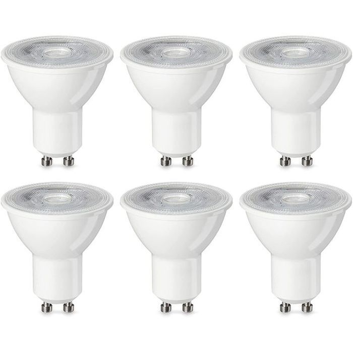 Lot de 6 ampoules LED GU10, 7W, BLANCHE, (6 pièces, 6500K)