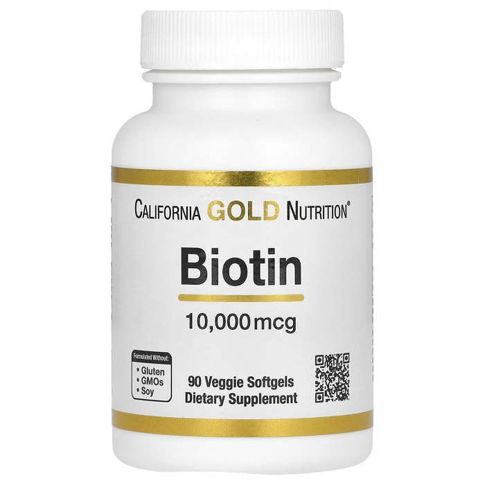 California Gold Nutrition, Biotine, 10 000 µg, 90 capsules à enveloppe molle végétariennes