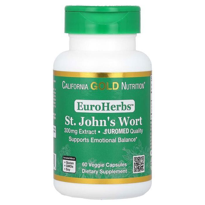 EuroHerbs, Millepertuis, Qualité Euromed, 300 mg, 60 capsules végétales