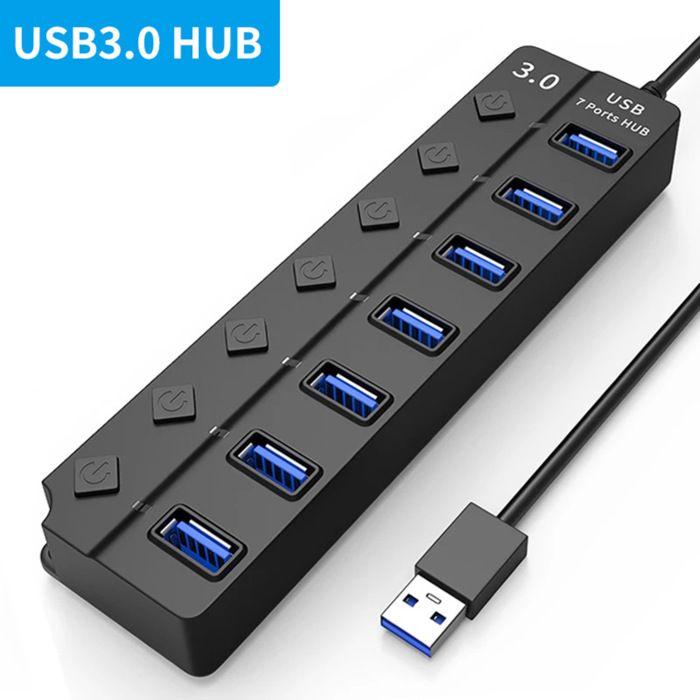 HUB Multiports 7 Ports USB 3.0 extenseur multiple – Avec Cable 30 CM