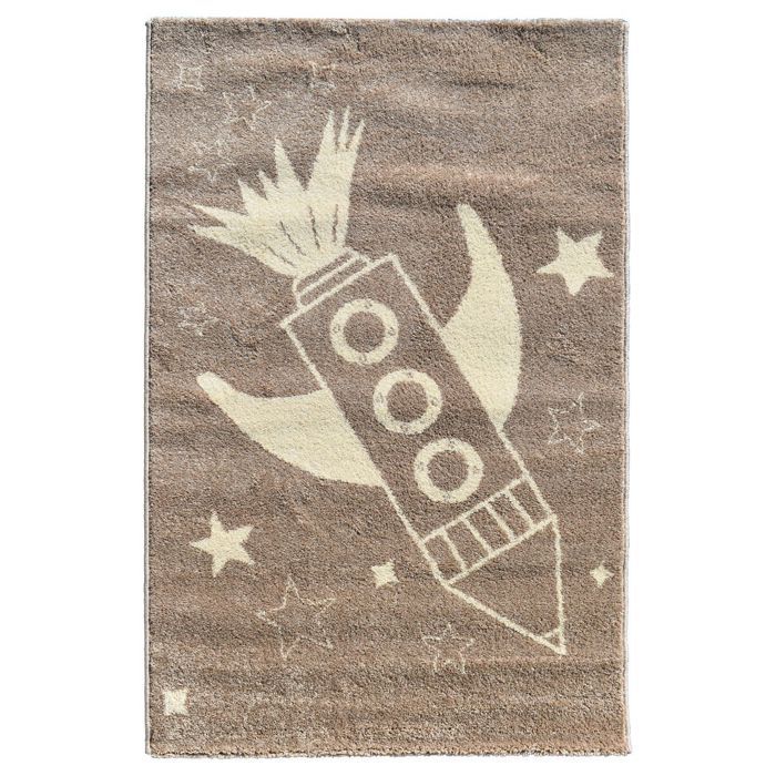 Tapis Enfant - 100x150 cm - FUSEE taupe - Polypropylène - UN AMOUR DE TAPIS