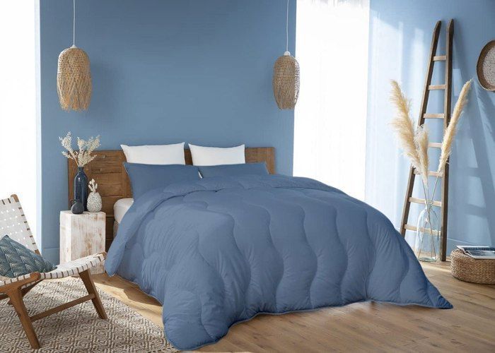 Couette Bleu Jean  Microfibre Antiallergique -Sensation Duvet- 2Plcs+2TO Offerts - 220x240cm - Lits 140-160 // C°++