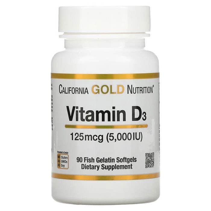 Vitamine D3, 125 µg (5000 IU), 90 capsules
