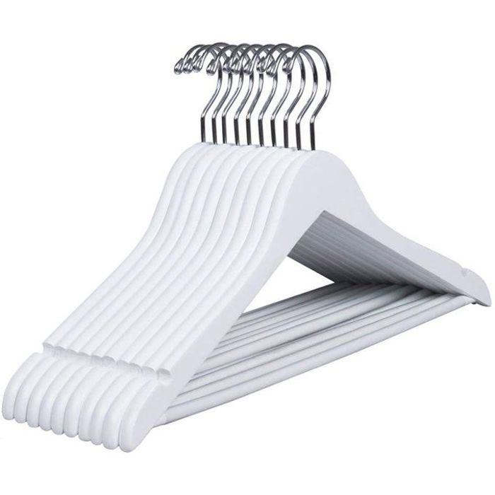 Cintres en plastique - Lot de 9 - Blanc - Robustes - Crochet pivotant 360°