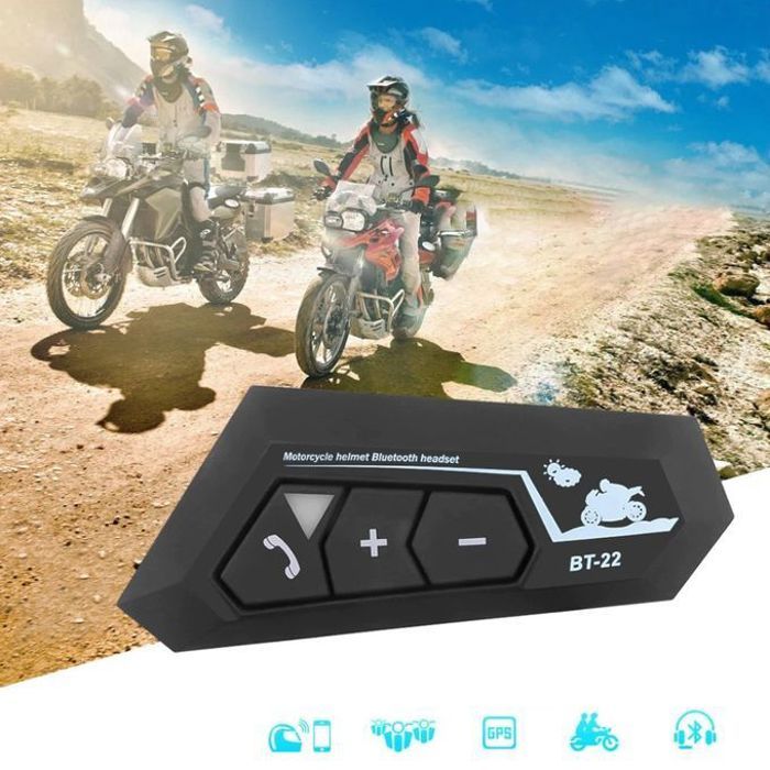 Casque Bluetooth 5.0 pour moto Sans fil, Mains libres, Stéréo, Haut-parleur MP3, étanche avec micro
