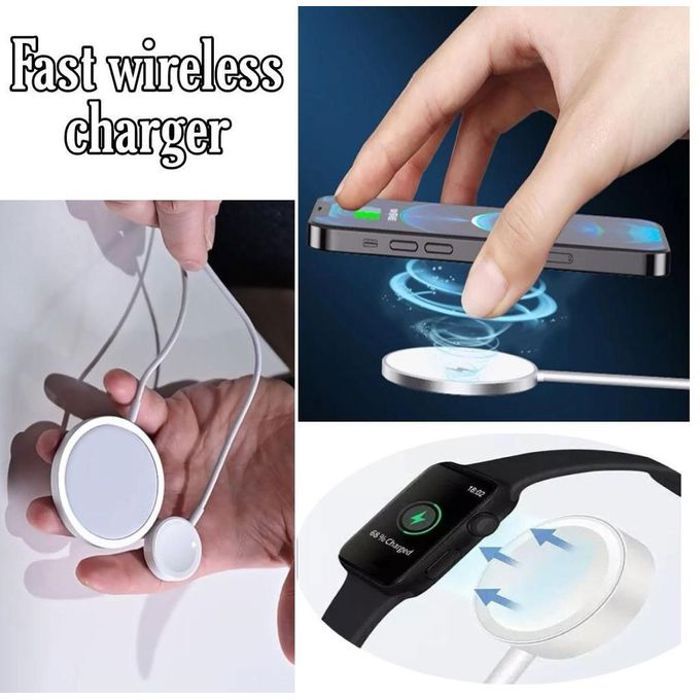 Chargeur Apple Watch et iPhone Sans Fil Compatible avec Tous iPhone au Même Temps 2 en 1
