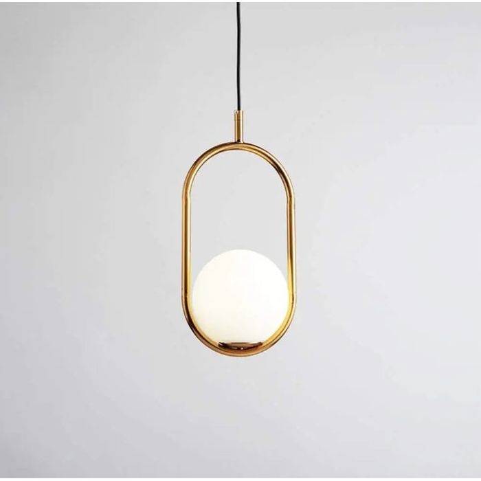 Suspension nordique en fer boule de verre moderne créatif, forme ovale-doré (Or)