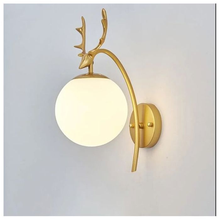 Applique Murale moderne Gold cerf + Ampoule LED offerte E27
