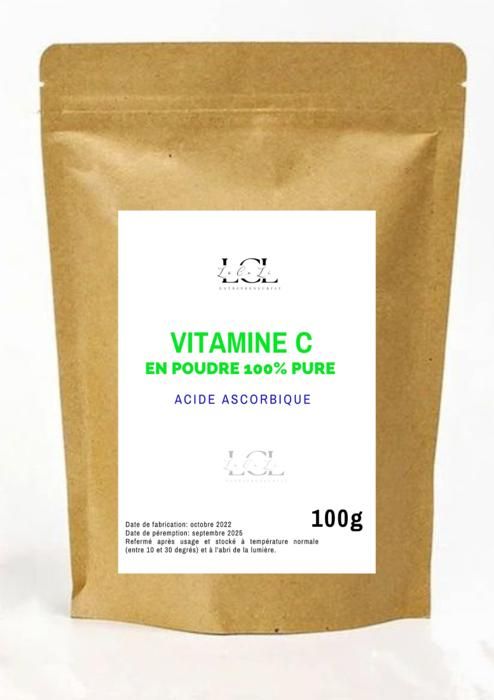 100g - Vitamine C 100% pure en poudre blanche (Acide Ascorbique) - LOCALI