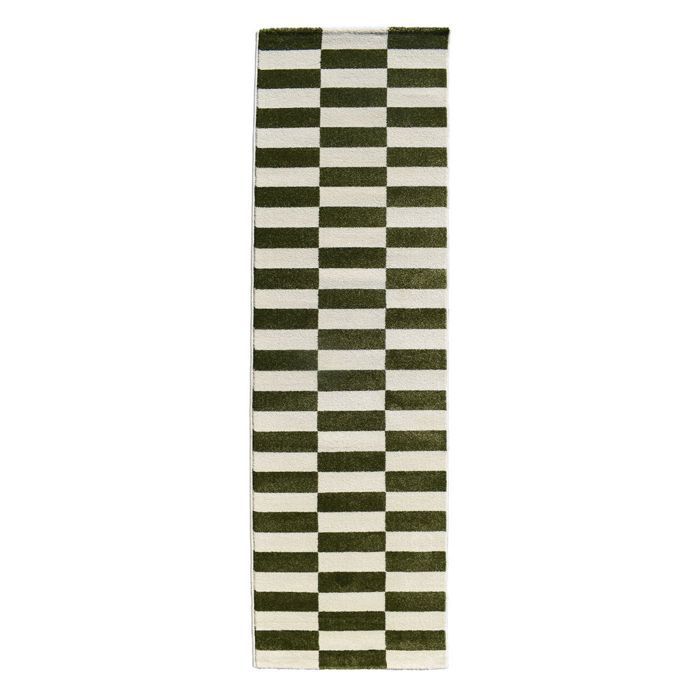 Tapis moderne de couloir - 80x230 cm - DANYO crème, vert - Polypropylène - UN AMOUR DE TAPIS