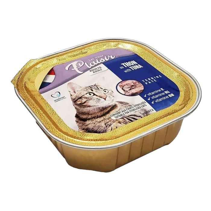 Pâtée pour chat - PLAISIR - Thon - 100g - Protéine 10% - Humidité 82% - Adulte