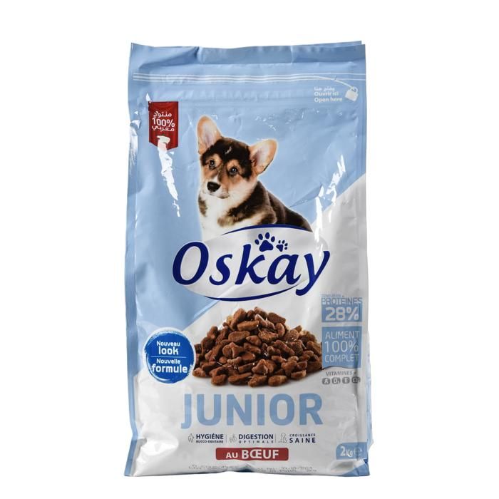 CROQUETTES AU BOEUF POUR CHIENS JUNIOR 2KG OSKAY