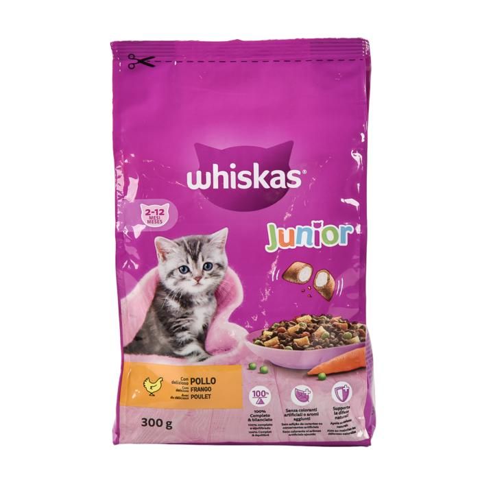 Croquettes pour chaton - WHISKAS - Poulet - 300g - Nourriture sèche - Équilibrée et nutritive
