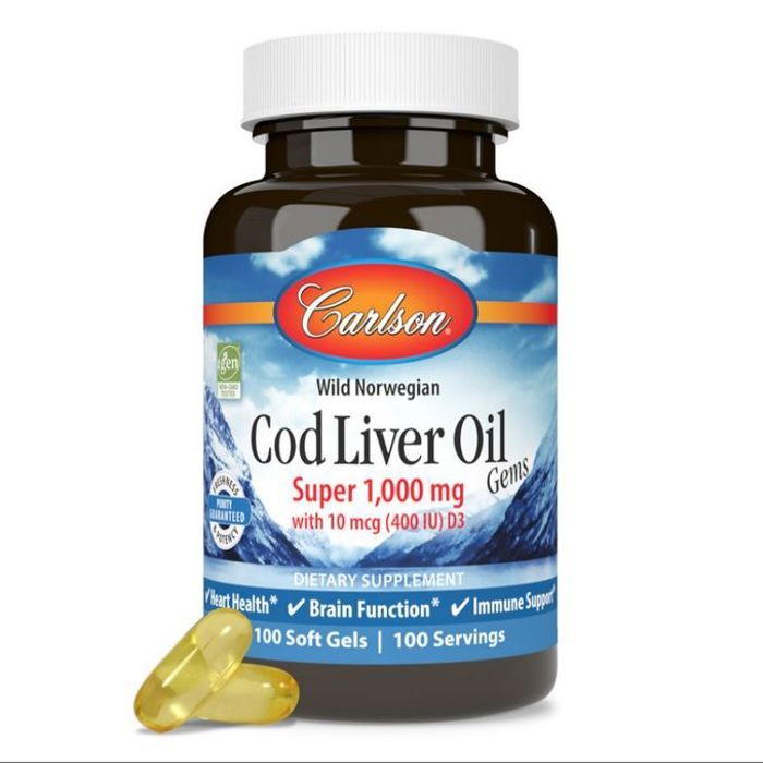 Cod Liver Oill Huile de Foie, Favorise la santé du cœur 1,000 mg, 100 Softgels