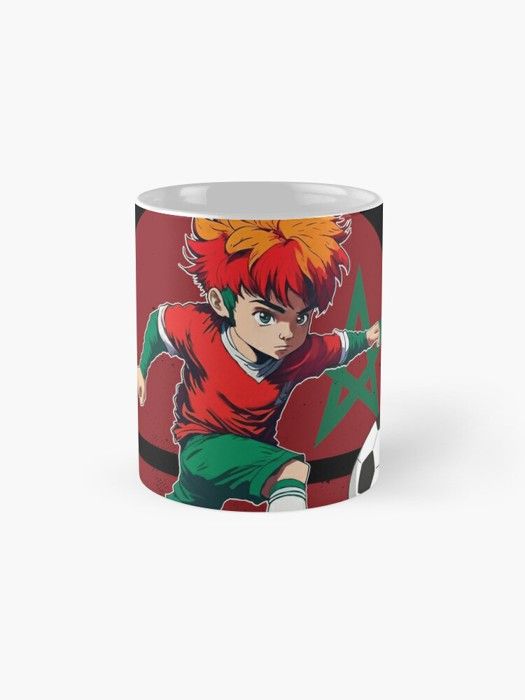 Mug de football marocain - OUTFITS AND MORE - Rouge et Vert - Porcelaine - Design contemporain - Cylindrique