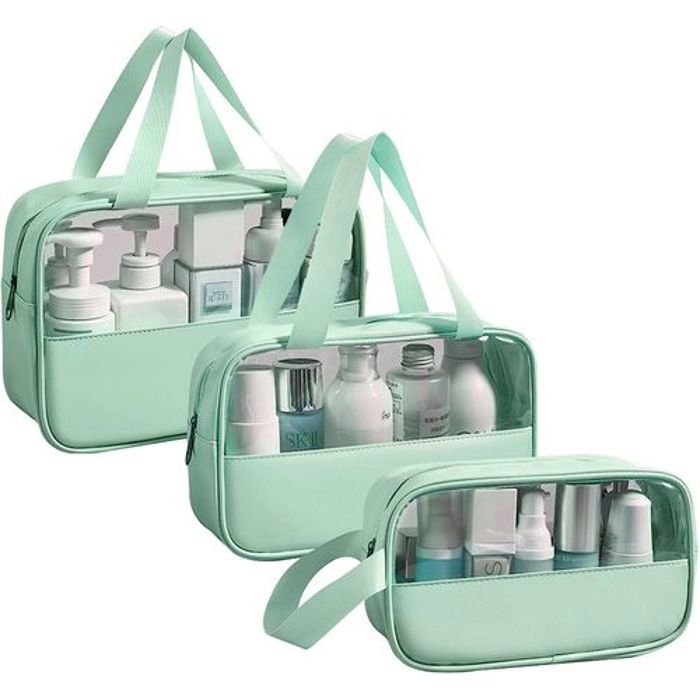 Pack 3Pcs Sac de Maquillage Large Et Moyen avec Trousse Transparent