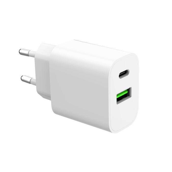 Chargeur secteur PD 3A 20W 2 ports (A/C) + Câble TYPE-C to TYPE-C