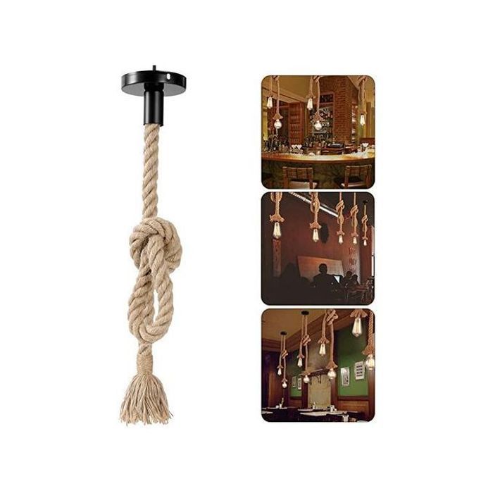 lustre de corde chanvre, AC 220V E27 Vintage Style Rétro (ampoule non incluse)