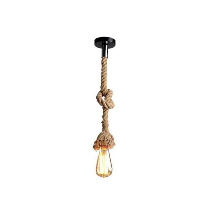 Vintage Suspension Corde Edison + Lampe à Filaments ST64 LED offerte