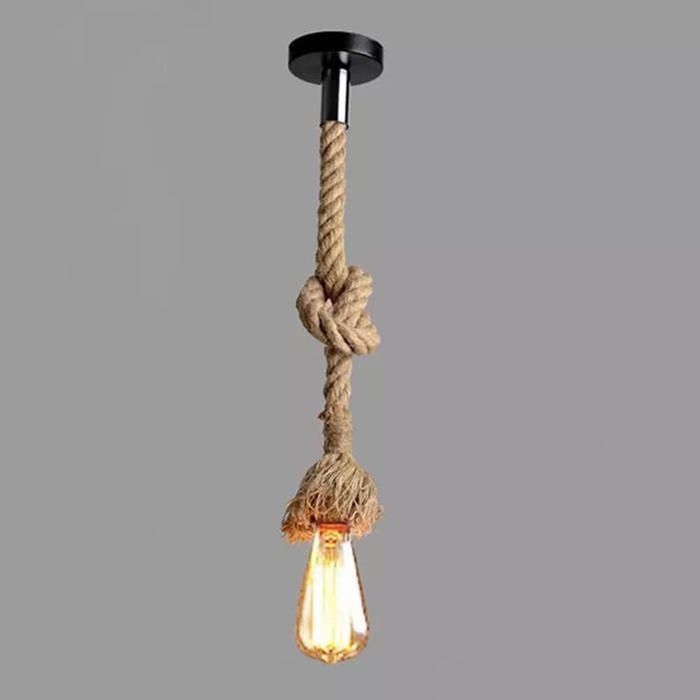 Vintage Suspension Vintage Corde Edison + Lampe à Filaments ST64 LED offerte