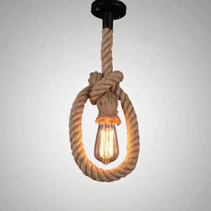 Suspension lustre Vintage Corde Edison + Lampe à Filaments ST64 LED offerte