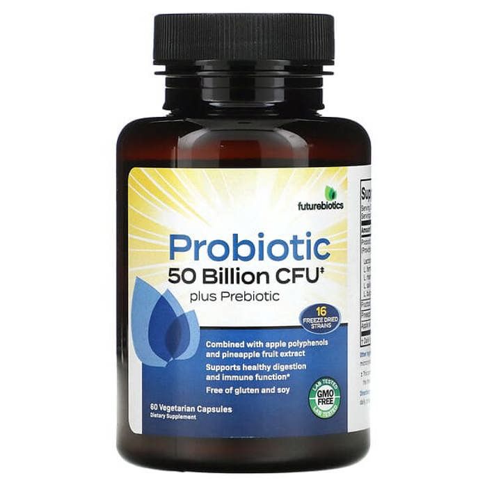 Probiotic Plus Prebiotic, 50 Billion CFU, [ Favorise une digestion ] 60 Capsules