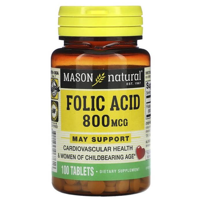 Acide folique, 800 mcg, 100 Comprimés
