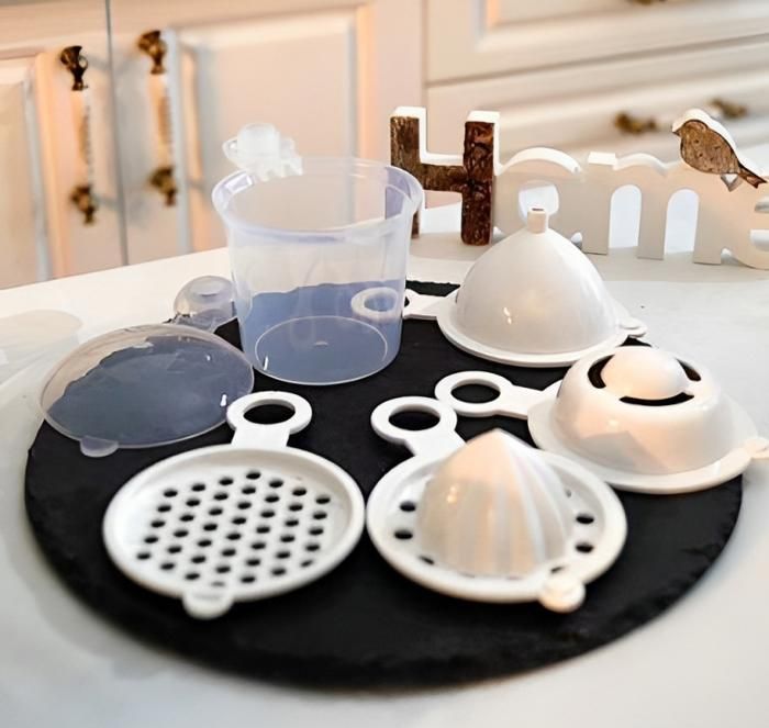 5 en 1 Set de Cuisine comprend Presse-citron, Séparateur d'œufs, Râpe, Entonnoir, Récipient