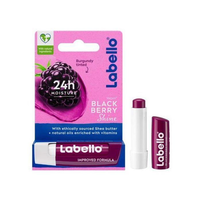 Baume à Lèvres - LABELLO - Blackberry Shine - 4.8g - Hydratation longue durée - Parfum de Mûre