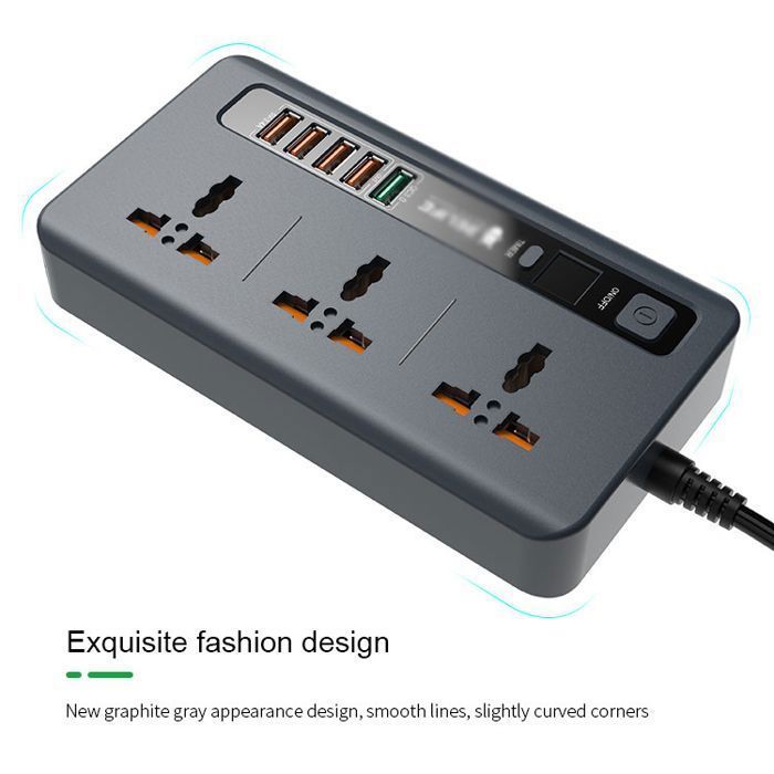 MULTIPRISE Cable 2M et Charge Rapide 3.4A Ménage Intelligent 3000W 3 Prise + 4 USB + 1 Type-C Numérique Minuterie Alimentation