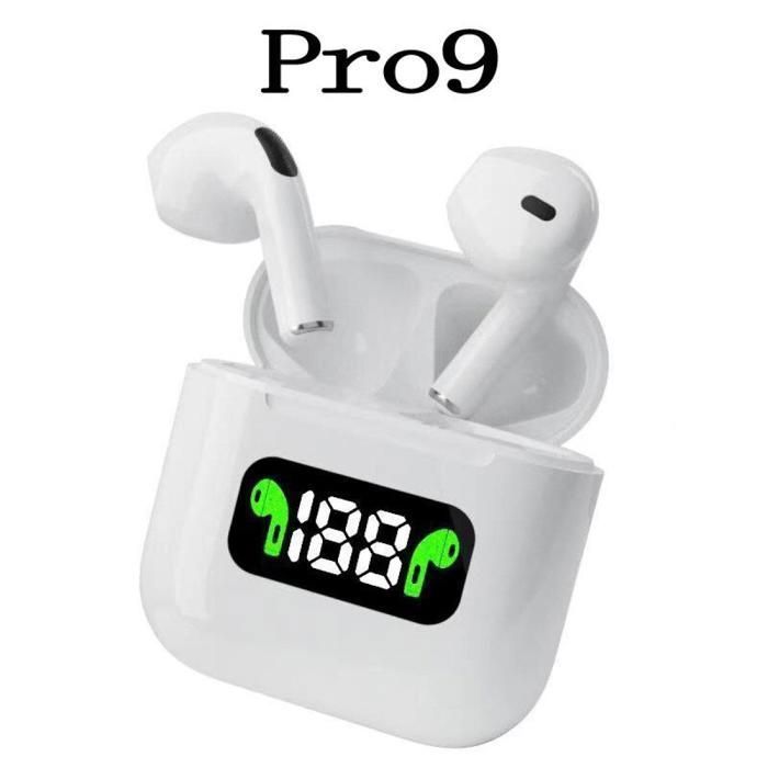 Écouteurs sans-fil Mini Pro 9 Bluetooth pour téléphone portable Blanc