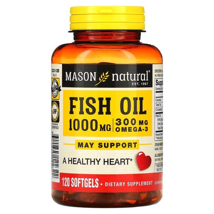 Fish Oil (Huile de poisson), 1000 mg, Maintenir le cœur en bonne santé 120 Caps