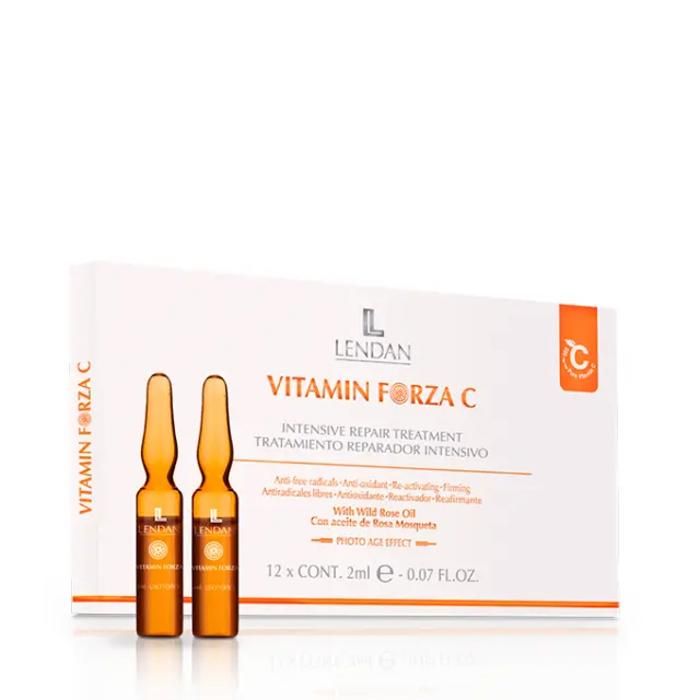 Soin réparateur - LENDAN - VITAMIN FORZA C - 12x2ML - Hypoallergénique - Tous types de peau