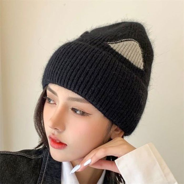 Bonnet en tricot pour femmes de chat chaud