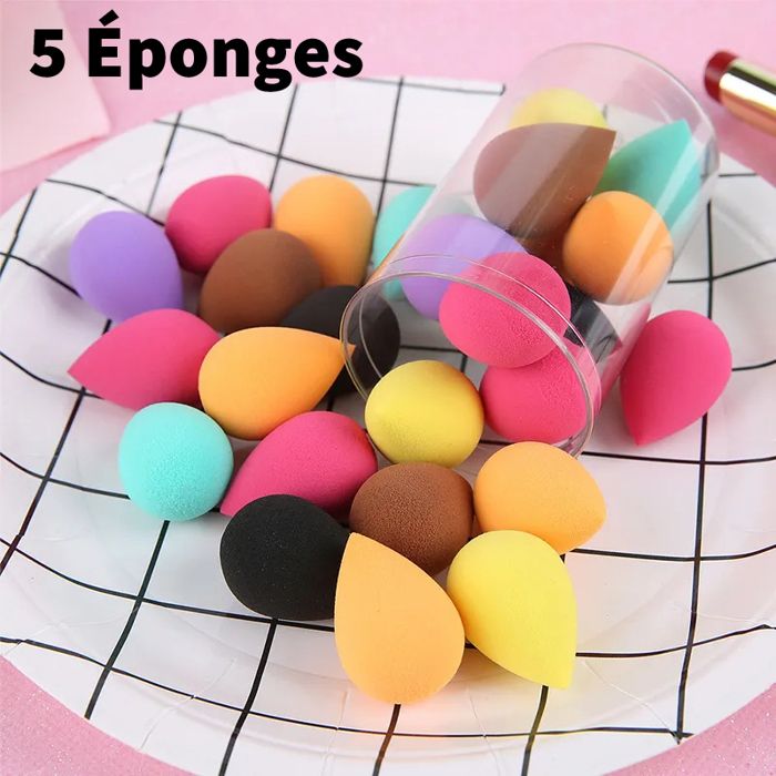 Eponge de maquillage, 5 mini éponges,Sans Latex.Couleurs aléatoires.