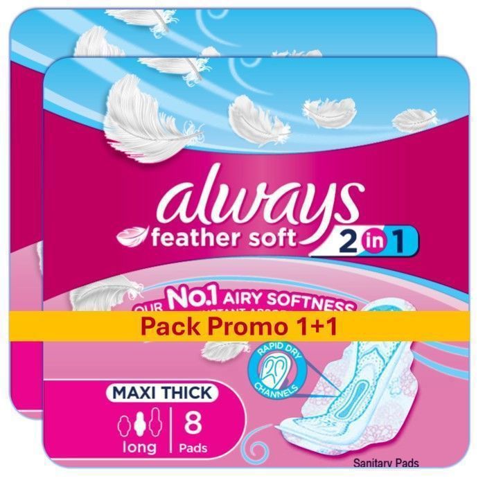 Pack 1+1 Always Serviettes Hygiéniques Maxi Douceur de Plumes - 16 unités