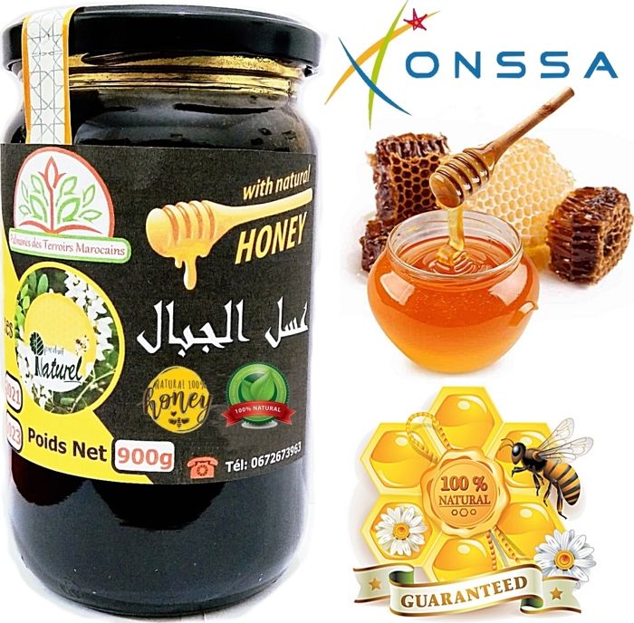 Miel de Montagnes 100% Naturel (Antispasmodique, Antiseptique, Tonifiant) 900g