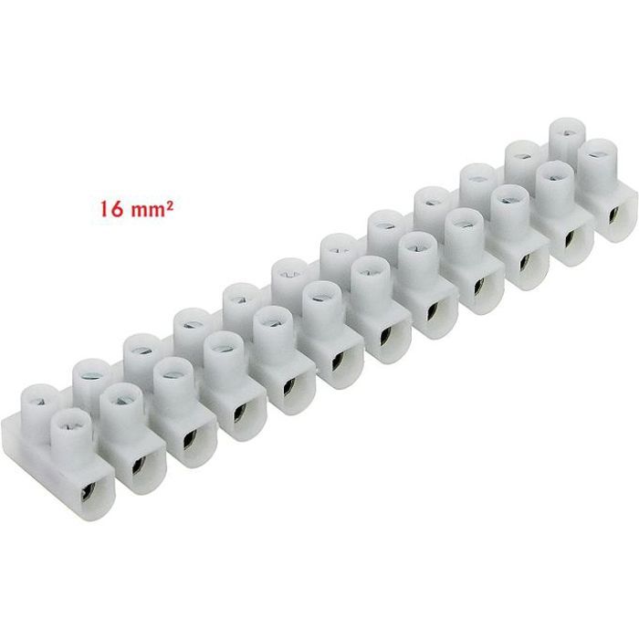 Barrette de 10 Dominos Électriques, Bornes Électriques, 16 mm², Blanc