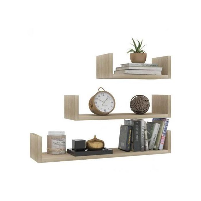 Etagères murales flottantes - Noname - Lot de 3 - MDF - Design contemporain - 3 tailles différentes