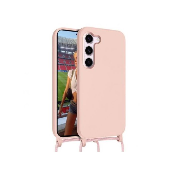 Coque Cordon - GENERIC - Samsung Galaxy S23 Plus - Semi-rigide - Lanière 80cm - Rose