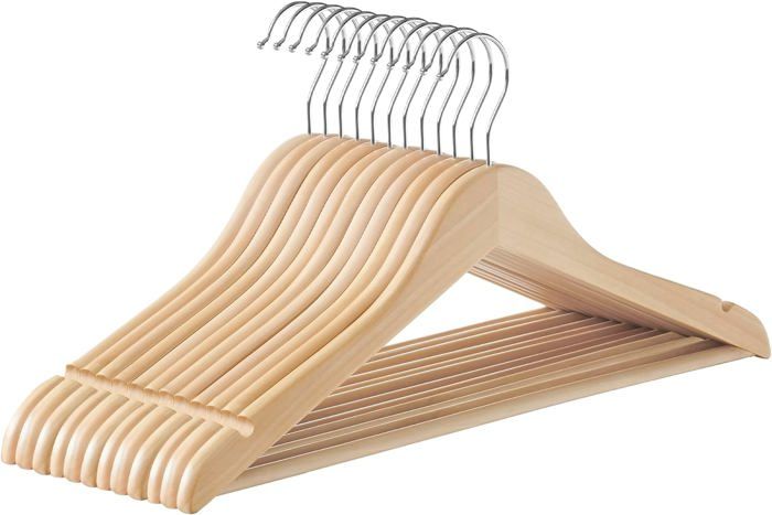 Cintres en Bois d'érable - Lot de 3 - Anti-dérapant - Haute Qualité - Beige