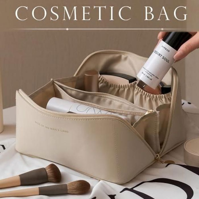 Trousse de cosmétique - Élégance - Grande capacité - Poignée - Beige