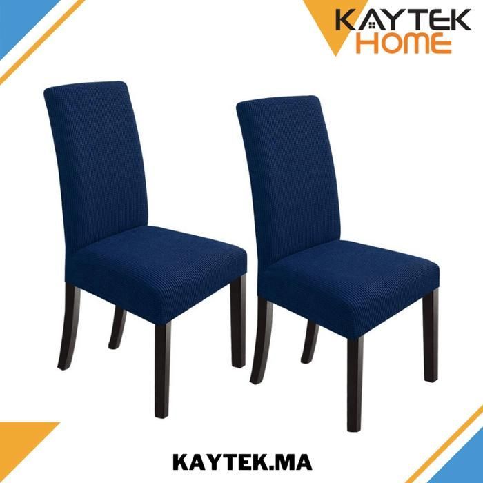 2 x Housse de Chaise Extensible à Tissu Jacquard - Bleu