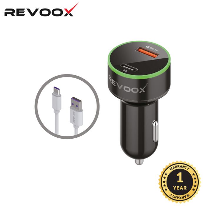 CHARGEUR DE VOITURE REVOOX + CÂBLE TYPE C RCC-PC01