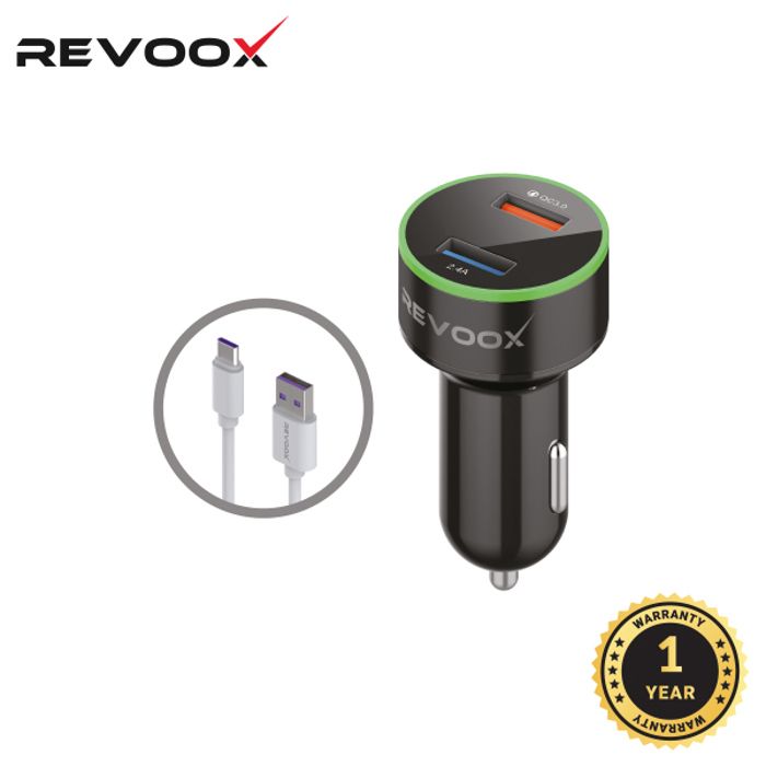 CHARGEUR DE VOITURE REVOOX + CÂBLE TYPE C RCC-UC01